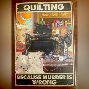 Black Cat Sewing Metal Tin Sign